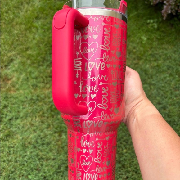 40oz Stanley Valentines Day Tumbler - Laser Engraved - Love and Hearts - Picture 3 of 8